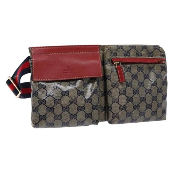 GUCCI GG Crystal Sherry Line Waist bag Gold Red Navy - Picture 1 of 16